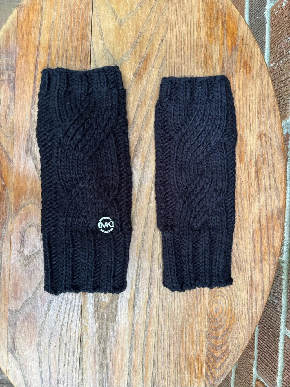 Michael Kors Womens Fingerless Gloves Arm Warmers Knitted Fabric Navy One Size